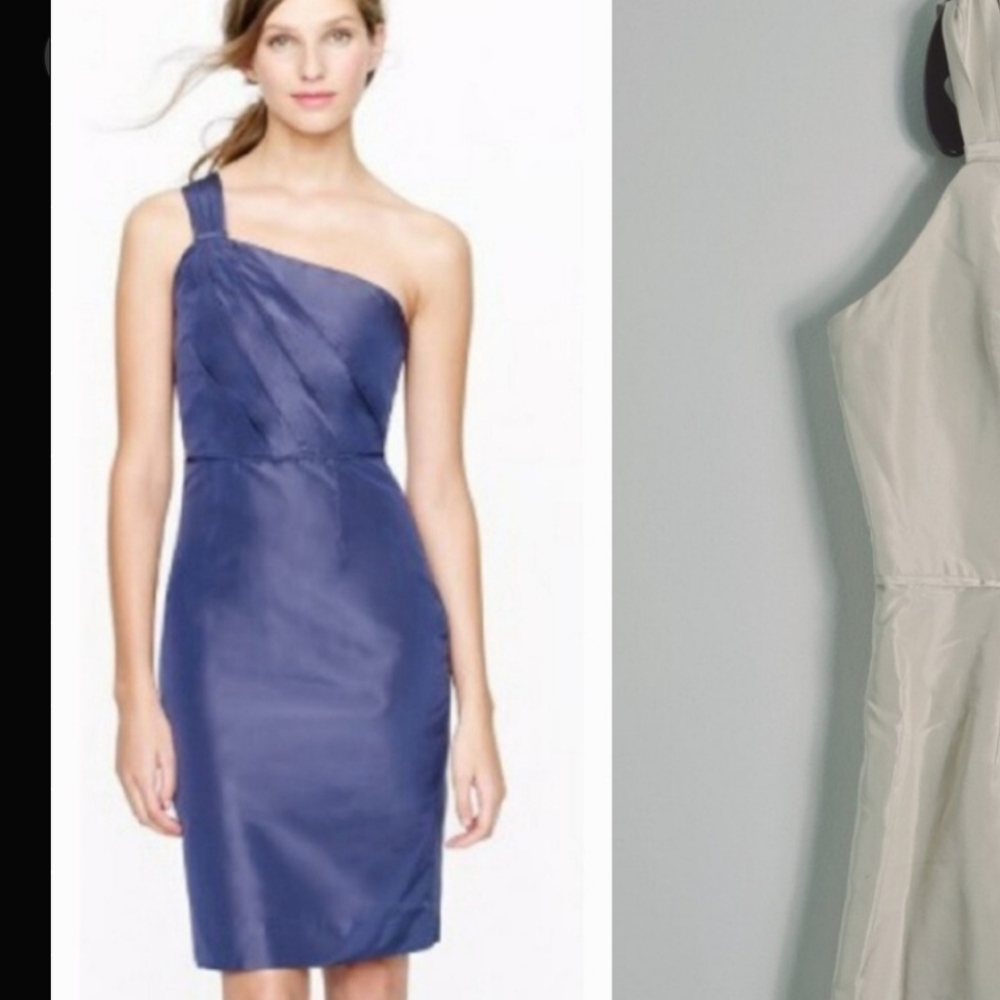 J. Crew Silk Lucienne One Shoulder Midi Cream  Dress Size 2